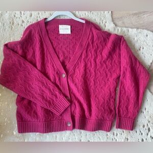 Lucky Brand Pink Cable-Knit Cardigan L